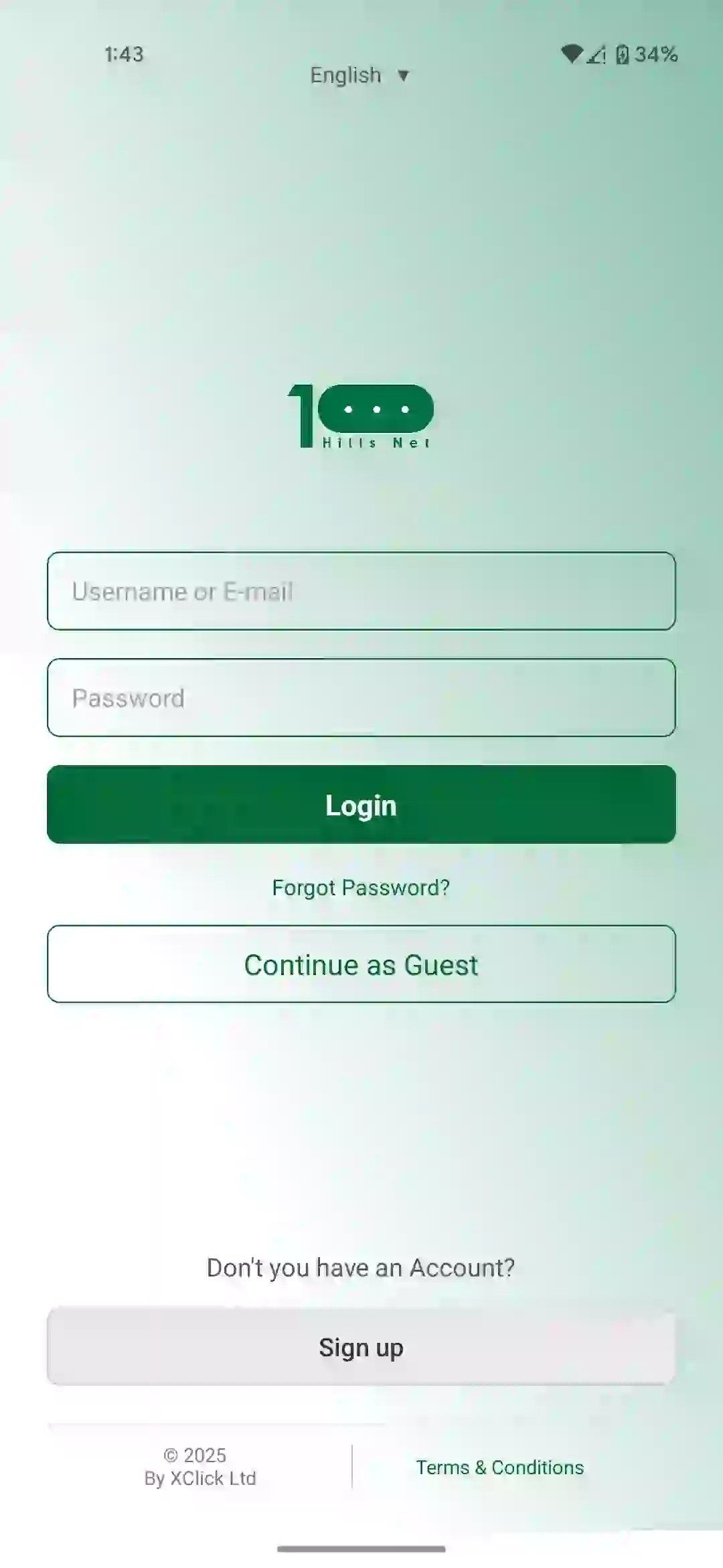 1000Hills mobile app screenshot showing gigs and professional connections in Rwanda